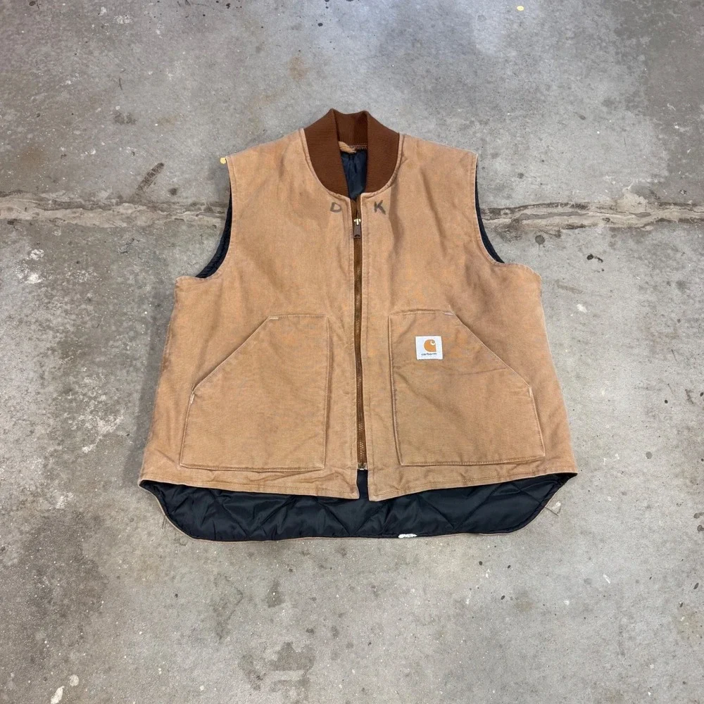 Carhartt V01 Arctic Quilt Lined Duck Vest Brown Mens XL Vintage UQ186 USA Made